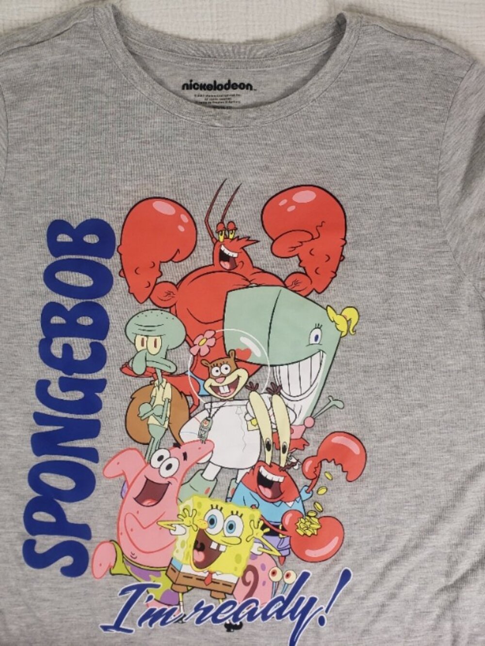 SpongeBob Graphic Tee Nickelodeon Gray Shirt Women's XS/S Youth XL